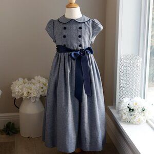 Navy Herringbone Dress Bailey Boys Classics Girl's Size 4 Like New